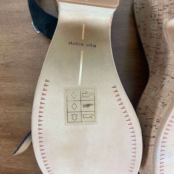 Dolce Vita Black Suede Wedge Sandals - Picture 7 of 8